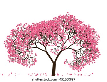 Vector illustration an abstract blossoming cherry tree against white background