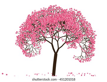 Vector illustration an abstract blossoming cherry tree against white background