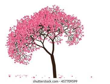 Vector illustration an abstract blossoming cherry tree against white background