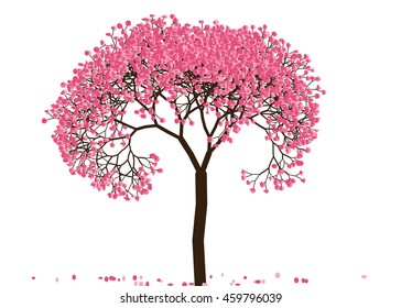 Vector illustration an abstract blossoming cherry tree against white background