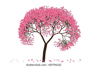 Vector illustration an abstract blossoming cherry tree against white background