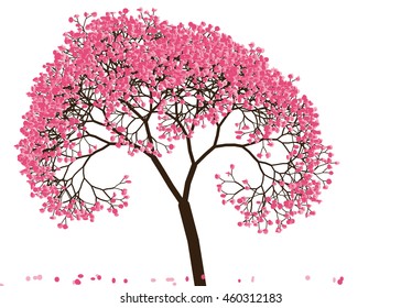 Vector illustration an abstract blossoming cherry tree against white background