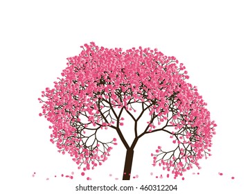 Vector illustration an abstract blossoming cherry tree against white background