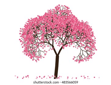 Vector illustration an abstract blossoming cherry tree against white background