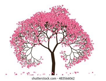 Vector illustration an abstract blossoming cherry tree against white background