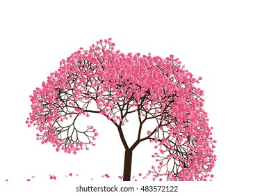 Vector illustration an abstract blossoming cherry tree against white background