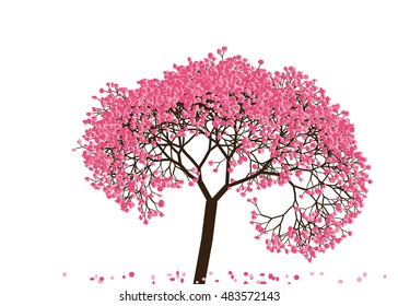 Vector illustration an abstract blossoming cherry tree against white background