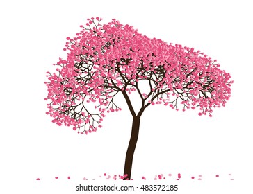 Vector illustration an abstract blossoming cherry tree against white background