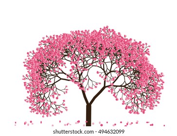 Vector illustration of an abstract blossoming cherry tree against white background