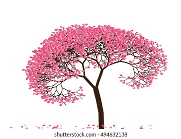 Vector illustration of an abstract blossoming cherry tree against white background