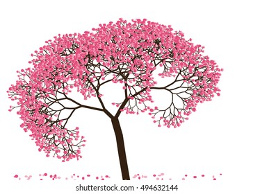 Vector illustration of an abstract blossoming cherry tree against white background