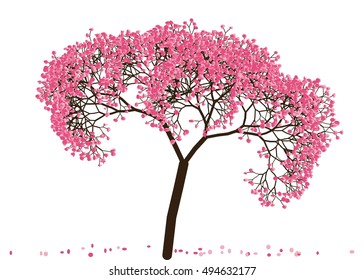 Vector illustration of an abstract blossoming cherry tree against white background