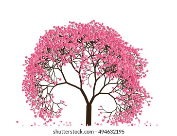 Vector illustration of an abstract blossoming cherry tree against white background