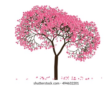 Vector illustration of an abstract blossoming cherry tree against white background