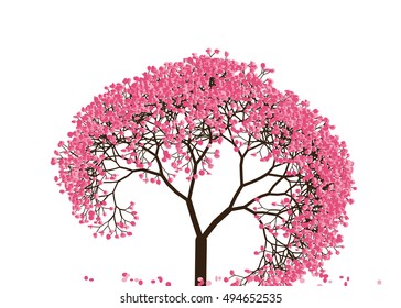 Vector illustration an abstract blossoming cherry tree against white background
