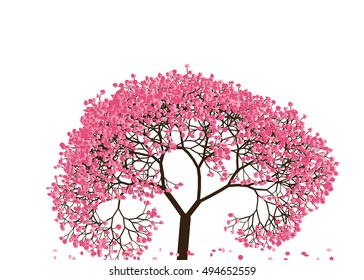 Vector illustration an abstract blossoming cherry tree against white background