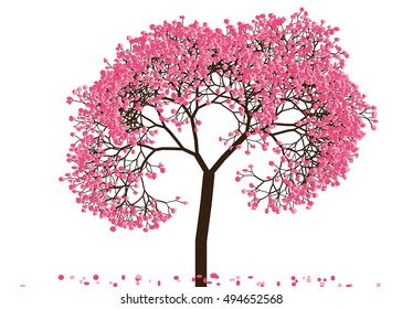 Vector illustration an abstract blossoming cherry tree against white background