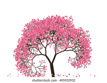 Vector illustration an abstract blossoming cherry tree against white background