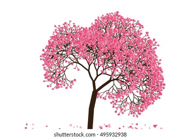 Vector illustration an abstract blossoming cherry tree against white background