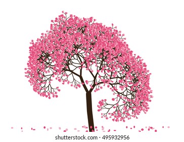 Vector illustration an abstract blossoming cherry tree against white background