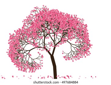 Vector illustration of an abstract blossoming cherry tree against white background
