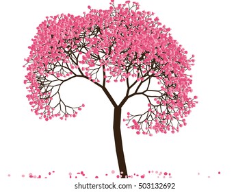 Vector illustration an abstract blossoming cherry tree against white background