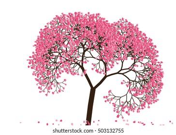 Vector illustration an abstract blossoming cherry tree against white background