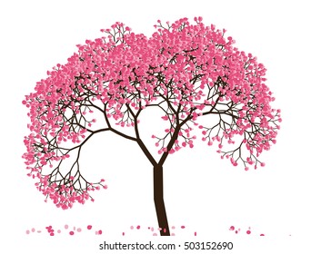 Vector illustration an abstract blossoming cherry tree against white background