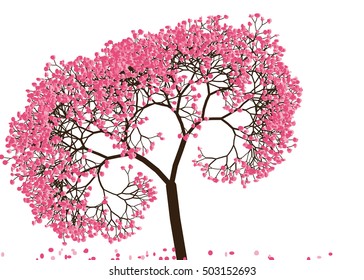 Vector illustration an abstract blossoming cherry tree against white background