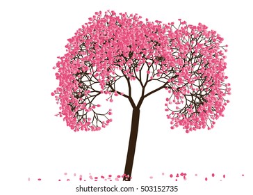 Vector illustration an abstract blossoming cherry tree against white background
