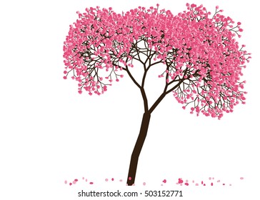Vector illustration an abstract blossoming cherry tree against white background