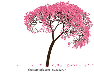 Vector illustration an abstract blossoming cherry tree against white background