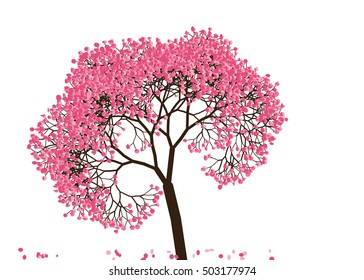 Vector illustration an abstract blossoming cherry tree against white background
