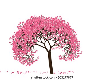 Vector illustration an abstract blossoming cherry tree against white background