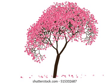 Vector illustration an abstract blossoming cherry tree against white background