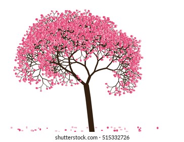 Vector illustration an abstract blossoming cherry tree against white background
