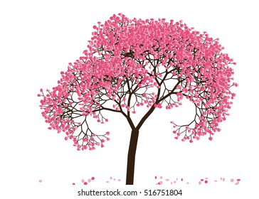 Vector illustration an abstract blossoming cherry tree against white background