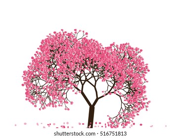 Vector illustration an abstract blossoming cherry tree against white background