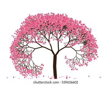 Vector illustration of an abstract blossoming cherry tree against white background
