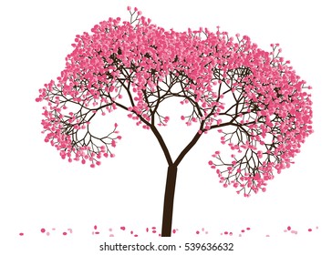 Vector illustration of an abstract blossoming cherry tree against white background