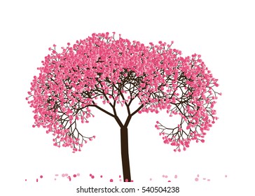 Vector illustration of an abstract blossoming cherry tree against white background