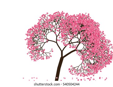 Vector illustration of an abstract blossoming cherry tree against white background