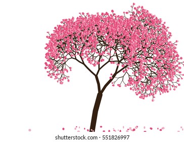Vector illustration of an abstract blossoming cherry tree against white background