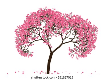 Vector illustration of an abstract blossoming cherry tree against white background