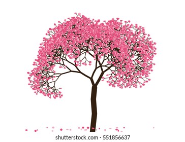 Vector illustration of an abstract blossoming cherry tree against white background