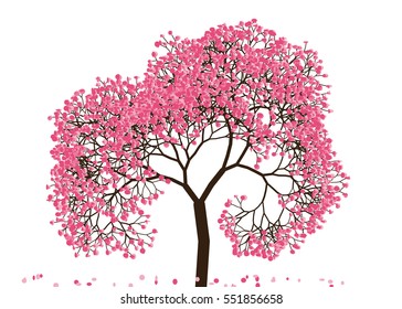 Vector illustration of an abstract blossoming cherry tree against white background