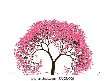 Vector illustration of an abstract blossoming cherry tree against white background