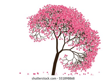 Vector illustration of an abstract blossoming cherry tree against white background