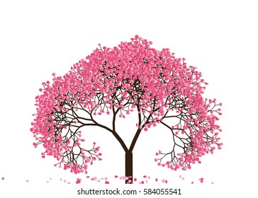 Vector illustration of an abstract blossoming cherry tree against white background