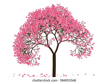 Vector illustration of an abstract blossoming cherry tree against white background